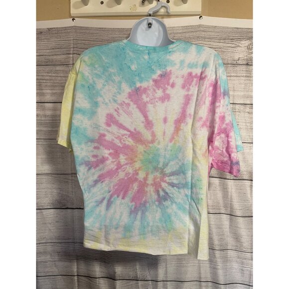 Disney Mickey Mouse Tie-Dye Cropped T-Shirt Medium Cotton Colorful Design - Picture 2 of 4